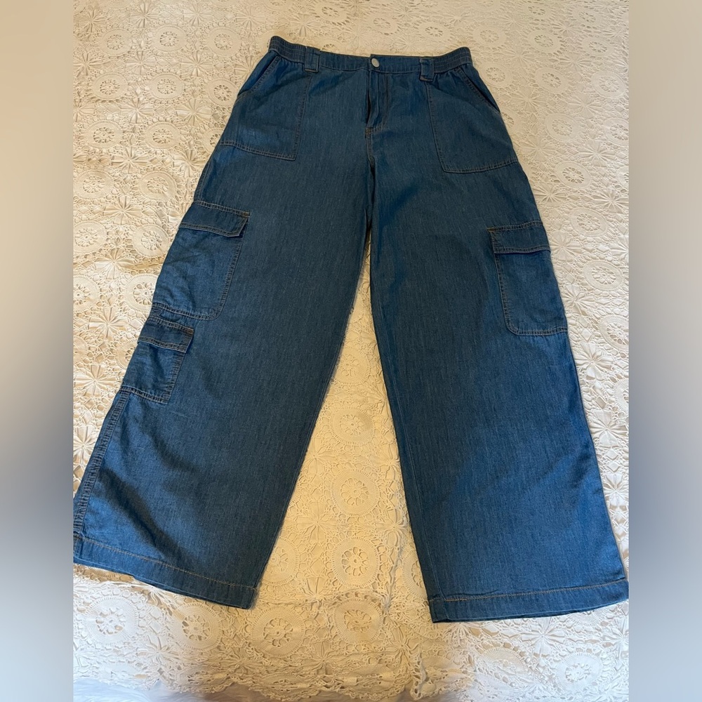 Almost Famous Cotton Denim Cargo Trousers/Jeans - Size XL